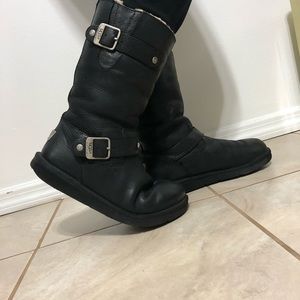 UGGs women leather waterproof black boots  - 6